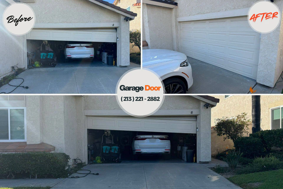 Before and after: garage door repair Warroad, MN